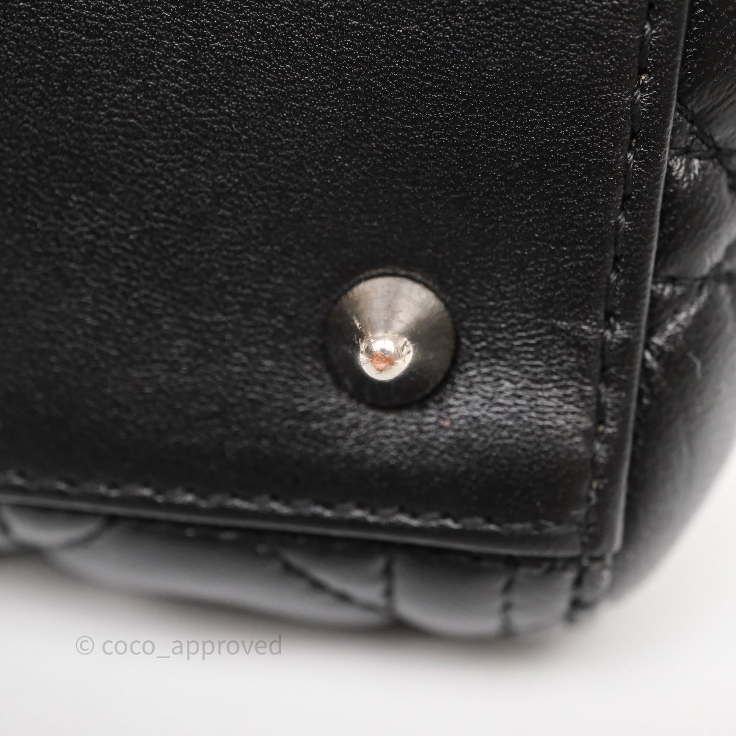 Christian Dior Medium Lady Dior Black Lambskin Silver Hardware