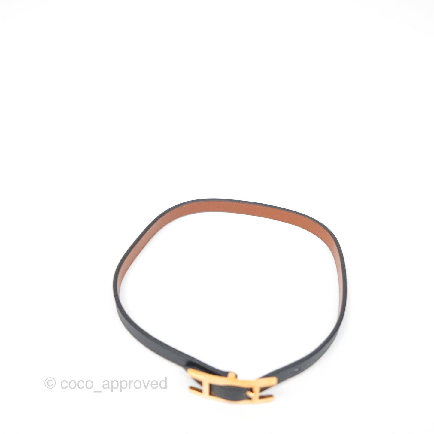 Hermès Behapi Double Tour Bracelet in Noir Swift Rose Gold Hardware