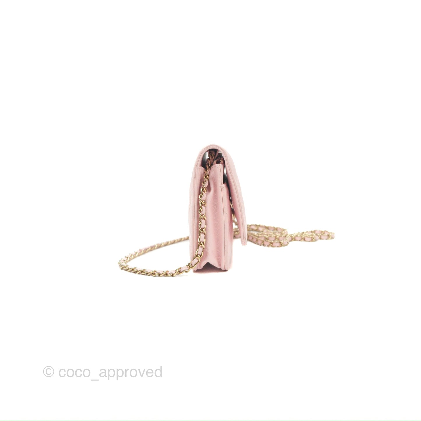 Chanel Quilted Classic Wallet On Chain WOC Pink Caviar Gold Hardware