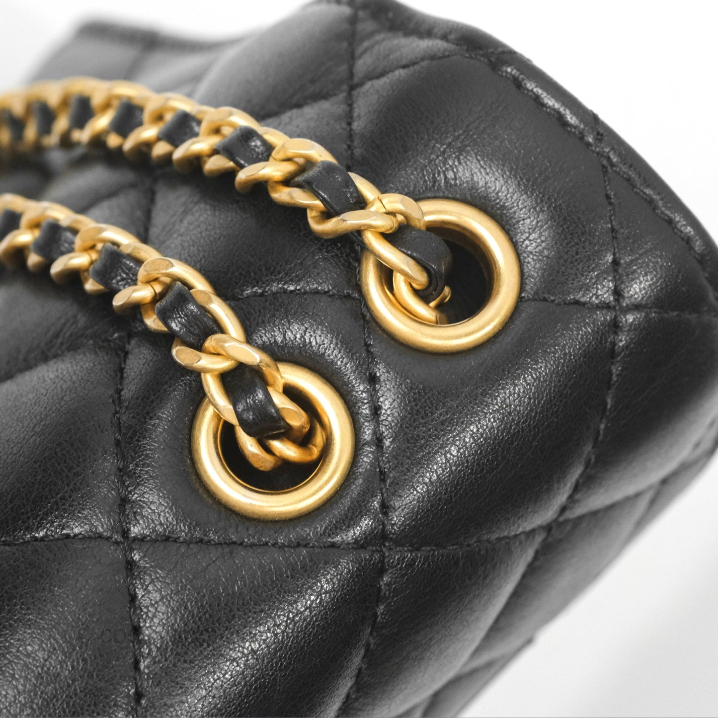 Chanel Triple Flap Bag Quilted Black Calfskin Aged Gold Hardware