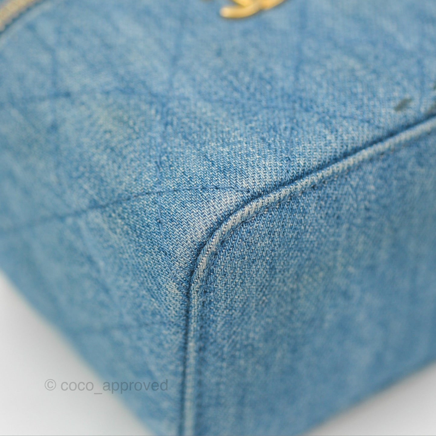 Chanel Mini Pearl Crush Vanity With Chain Denim Aged Gold Hardware