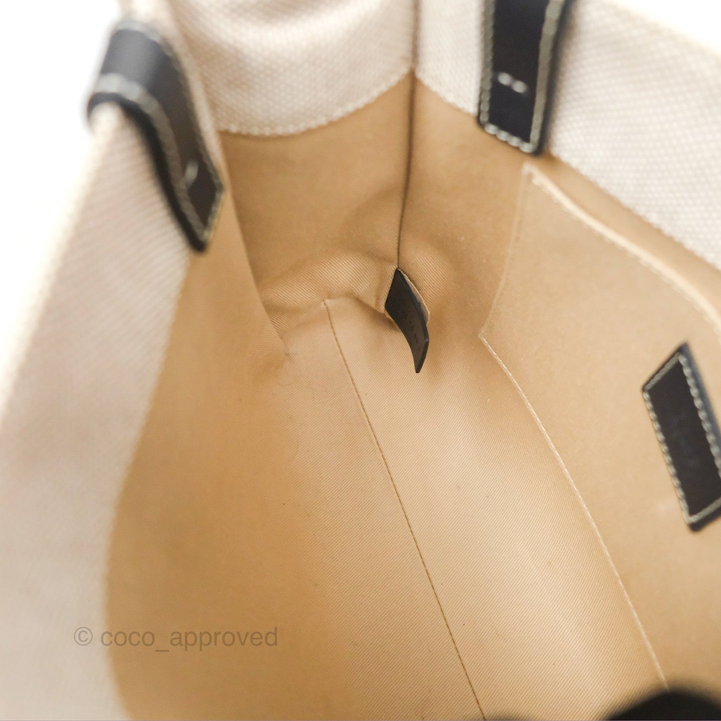 Chloe Small Woody Tote Bag Cotton Canvas & Black Calfskin with Woody Ribbon