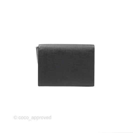 Saint Laurent Cassandra in Grain De Poudre Embossed Leather Black