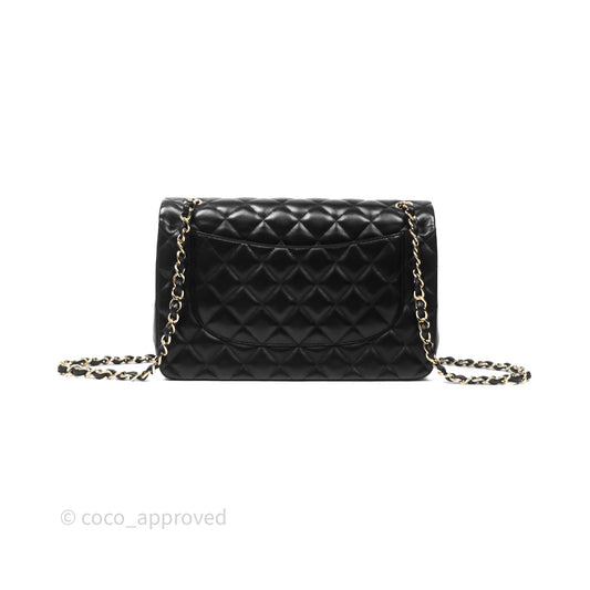 Chanel Classic Jumbo Double Flap Black Lambskin Bag Gold Hardware