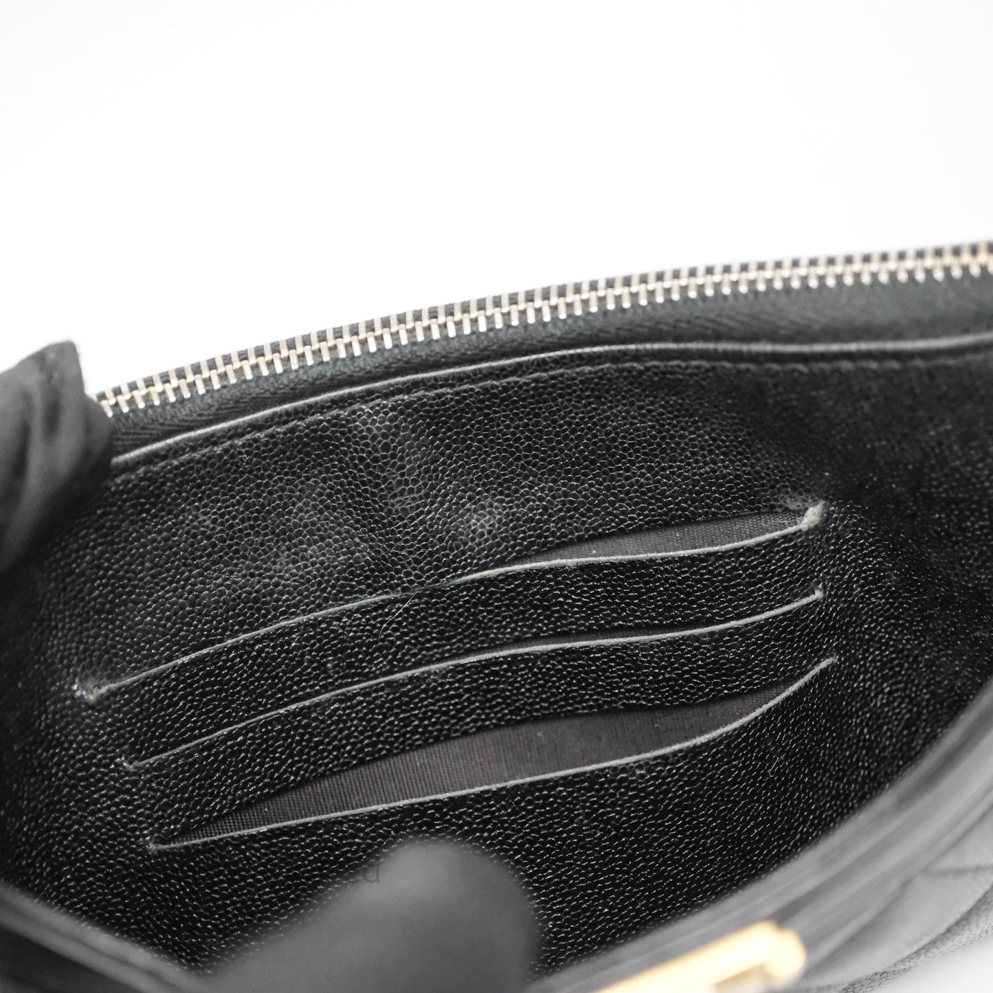 Chanel Boy Zip Long Wallet Black Caviar Gold Hardware