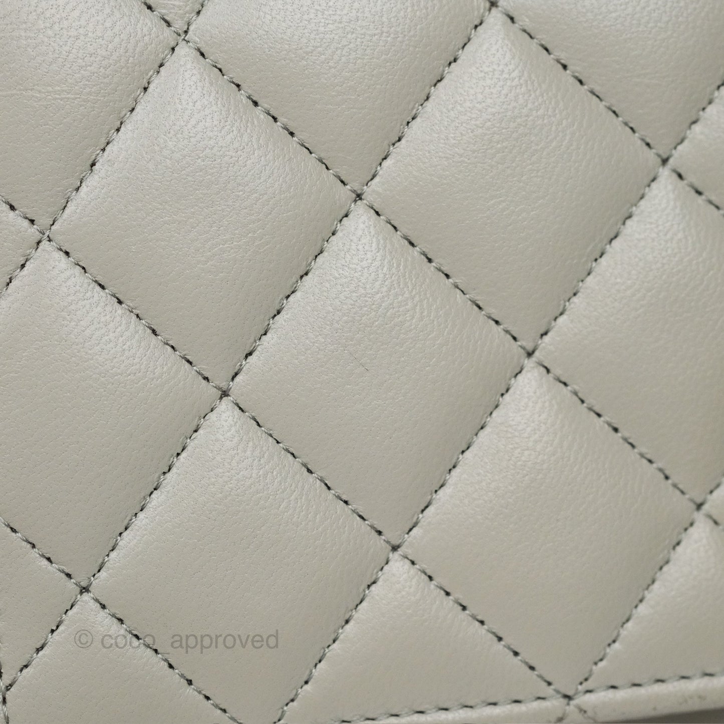 Chanel Classic Quilted Wallet on Chain WOC Light Grey Lambskin Gold Hardware