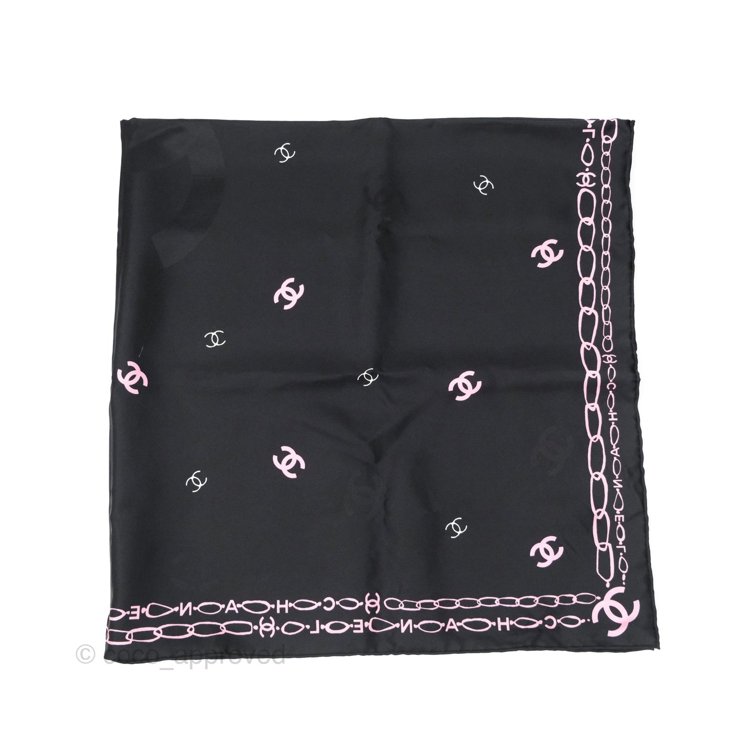 Chanel CC Logo Reversible Silk Square Scarf 90