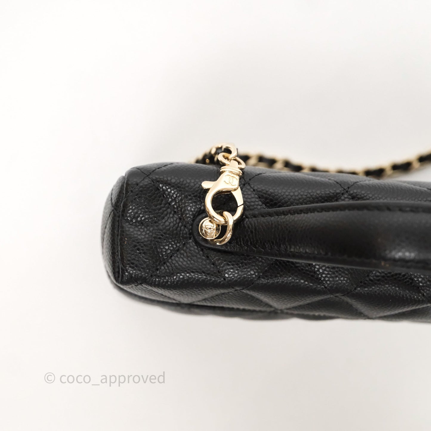Chanel Top Handle Long Vanity with Chain Black Caviar Gold Hardware