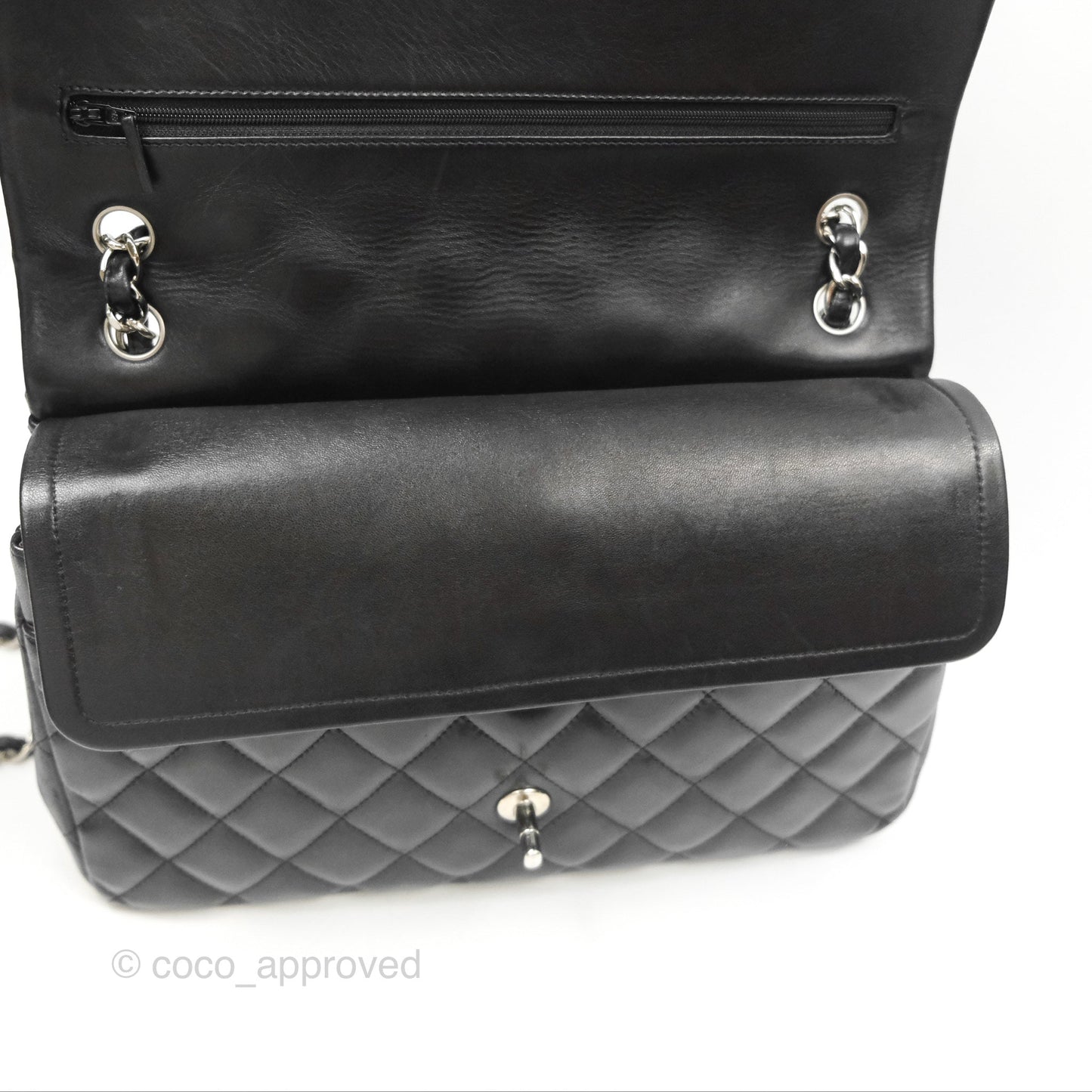 Chanel Jumbo Double Flap Black Lambskin Silver Hardware⁣⁣