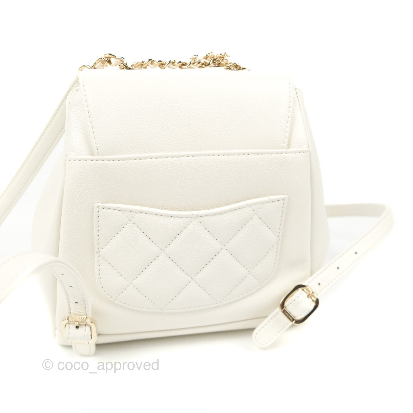 Chanel Mini Business Affinity Backpack White Caviar Gold Hardware 22B