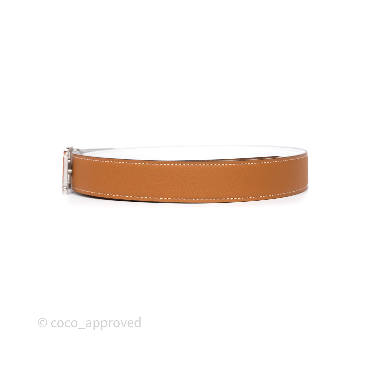 Hermès H Belt Buckle & Reversible Strap Gold White Blanc Brushed Palladium Hardware