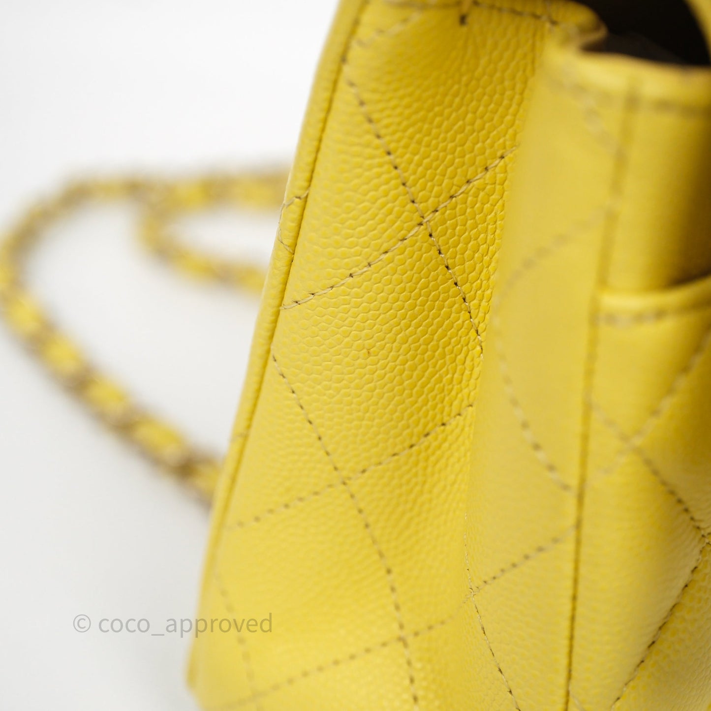 Chanel Small Classic Flap Quilted Yellow Caviar Gold Hardware