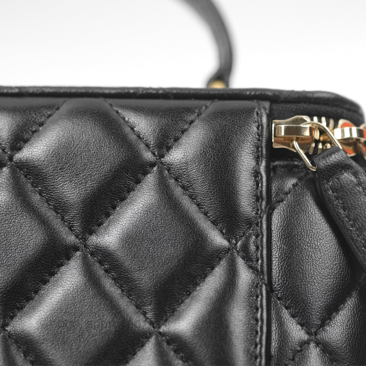 Chanel Vanity Rectangular Top Handle Black Lambskin Gold Hardware