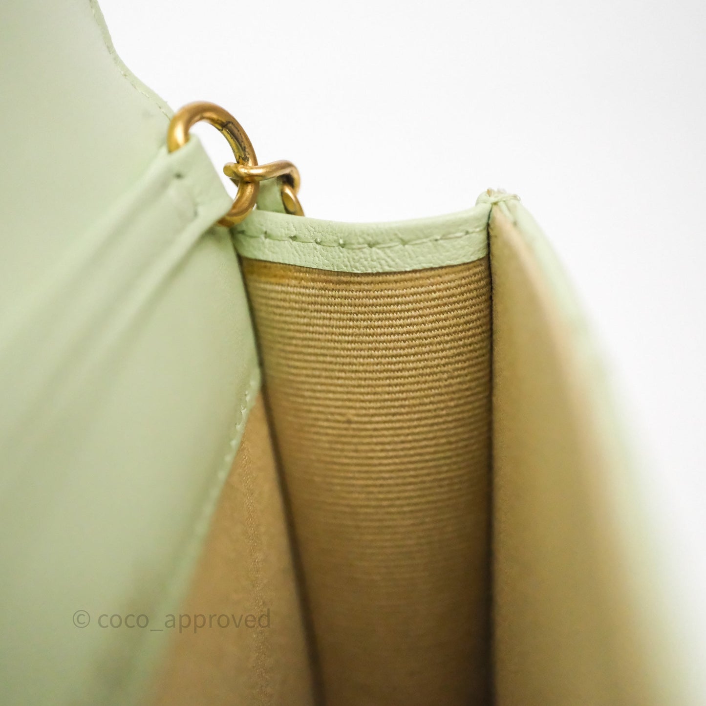 Chanel Pearl Crush Mini Clutch Belt Bag Green Lambskin Aged Gold Hardware