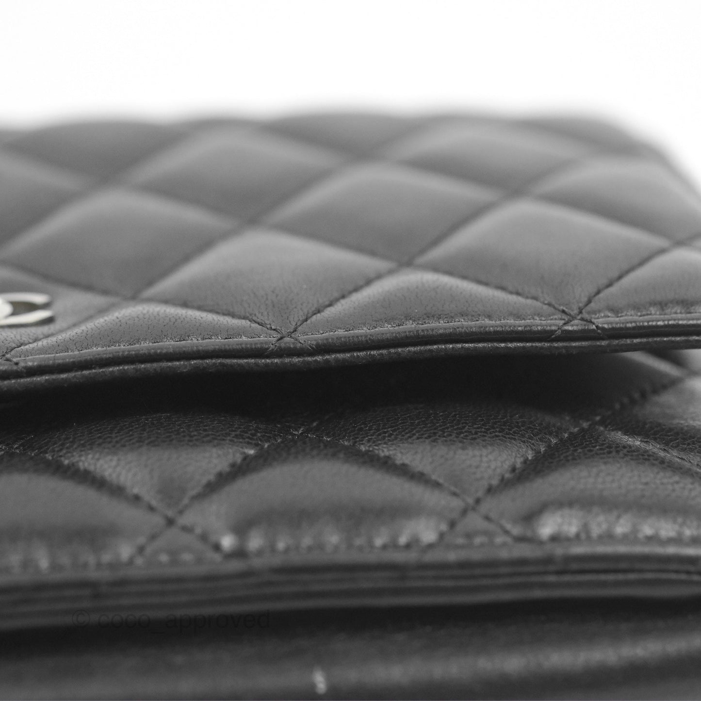 Chanel Quilted Classic Wallet On Chain WOC Black Lambskin Silver Hardware