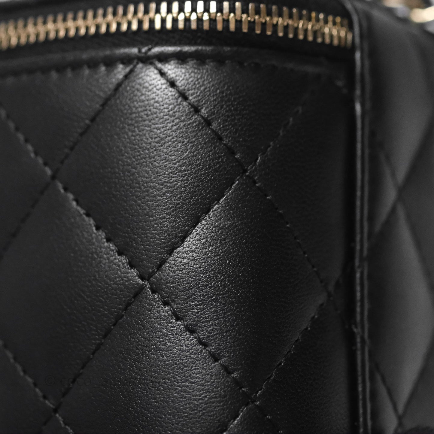 Chanel Mini Vanity With Pearl Chain Black Lambskin Gold Hardware