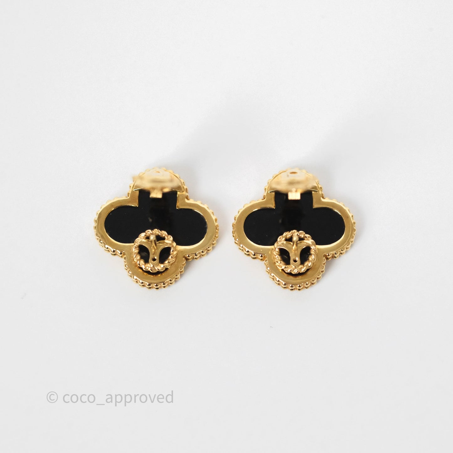 Van Cleef & Arpels Magic Alhambra Earrings 18K Yellow Gold Onyx