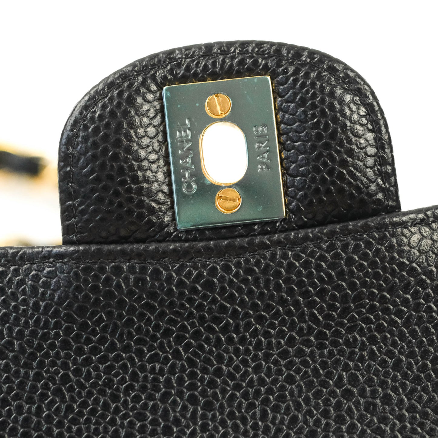 Chanel Quilted M/L Medium Double Flap Black Caviar Gold Hardware