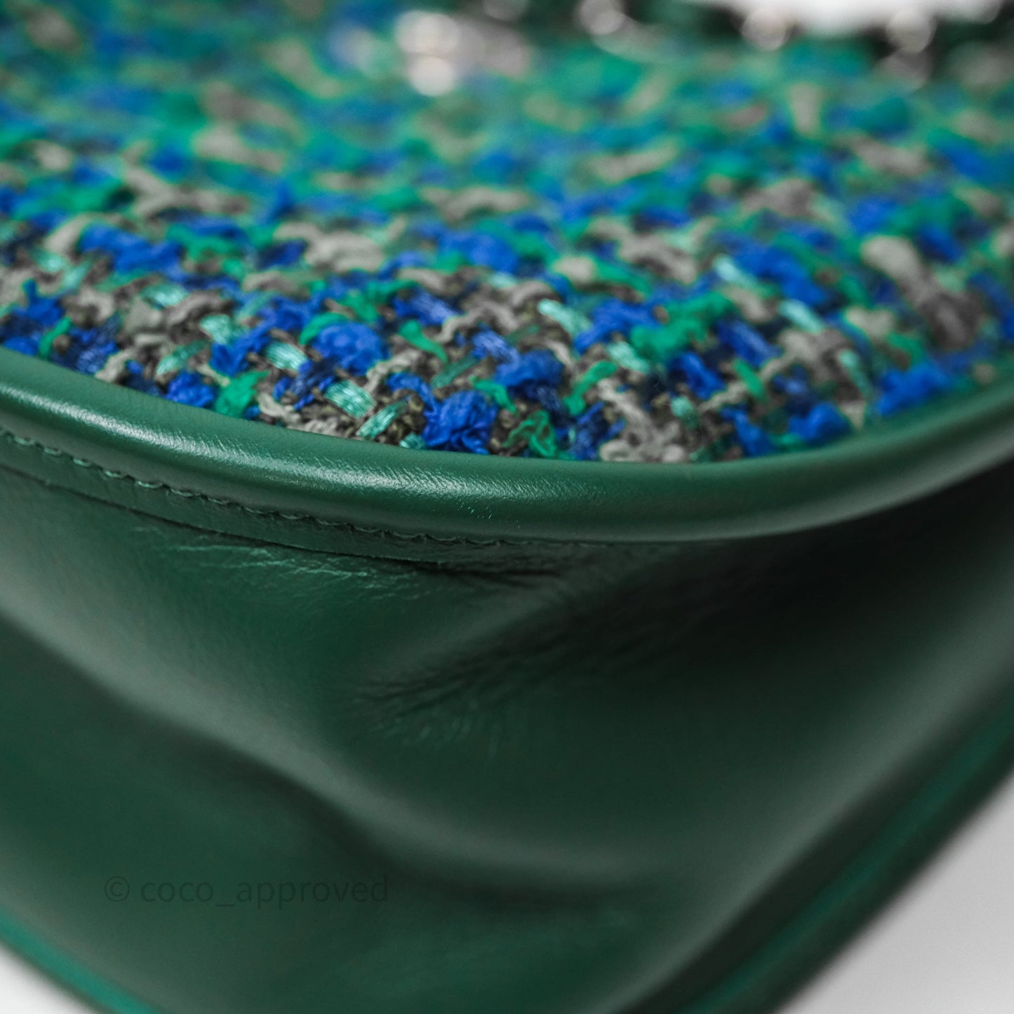 Chanel Tweed Jungle Stroll Hobo Bag Green Silver Hardware