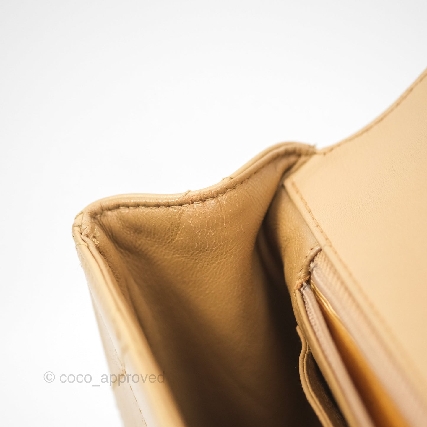 Chanel Vintage Jumbo Beige Flap Bag Lambskin Enamel Hardware