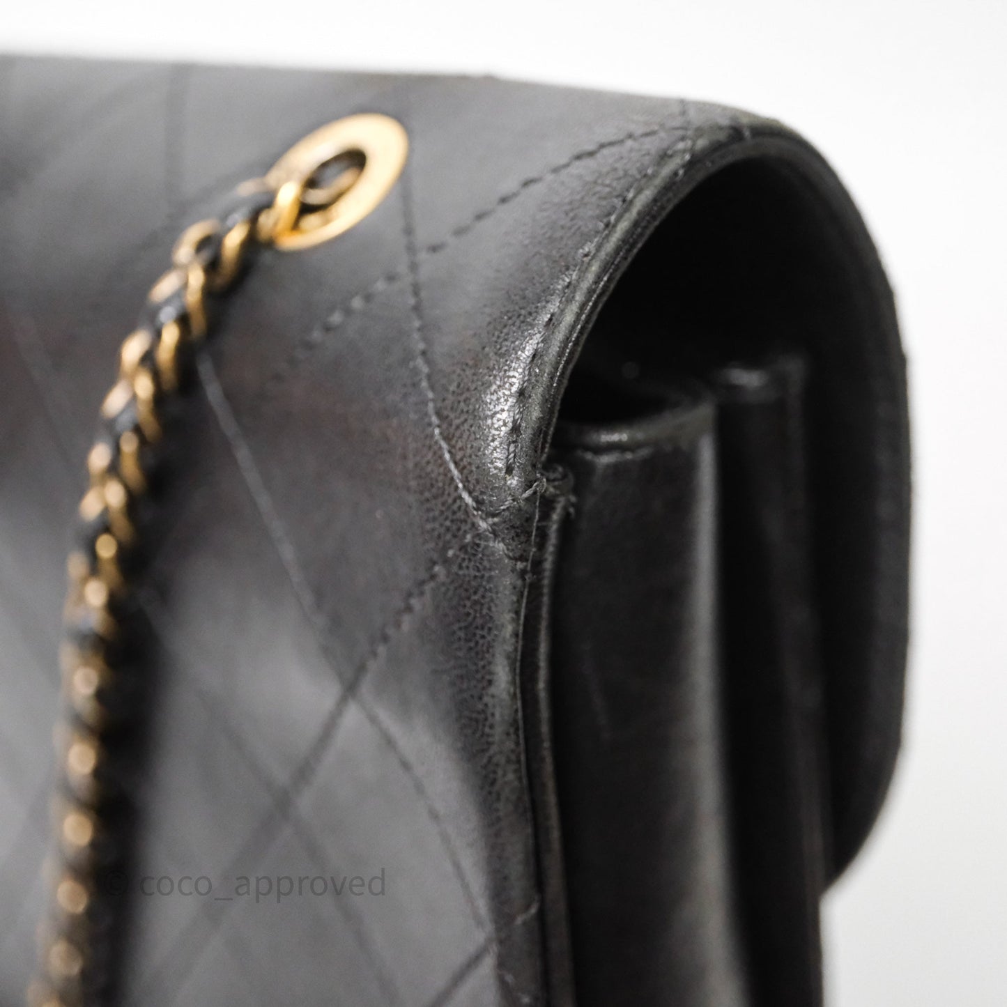 Chanel Quilted Flap Bag Black Calfskin Aged Gold Hardware