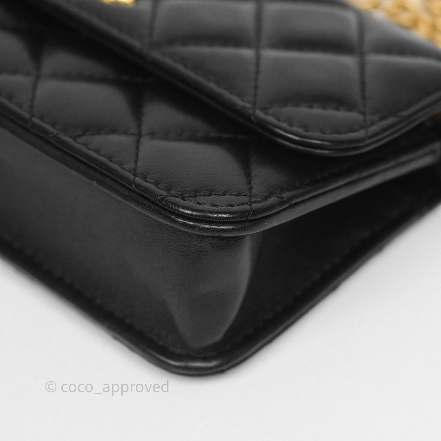 Chanel All Slide Adjustable Chain Phone Holder WOC Black Lambskin