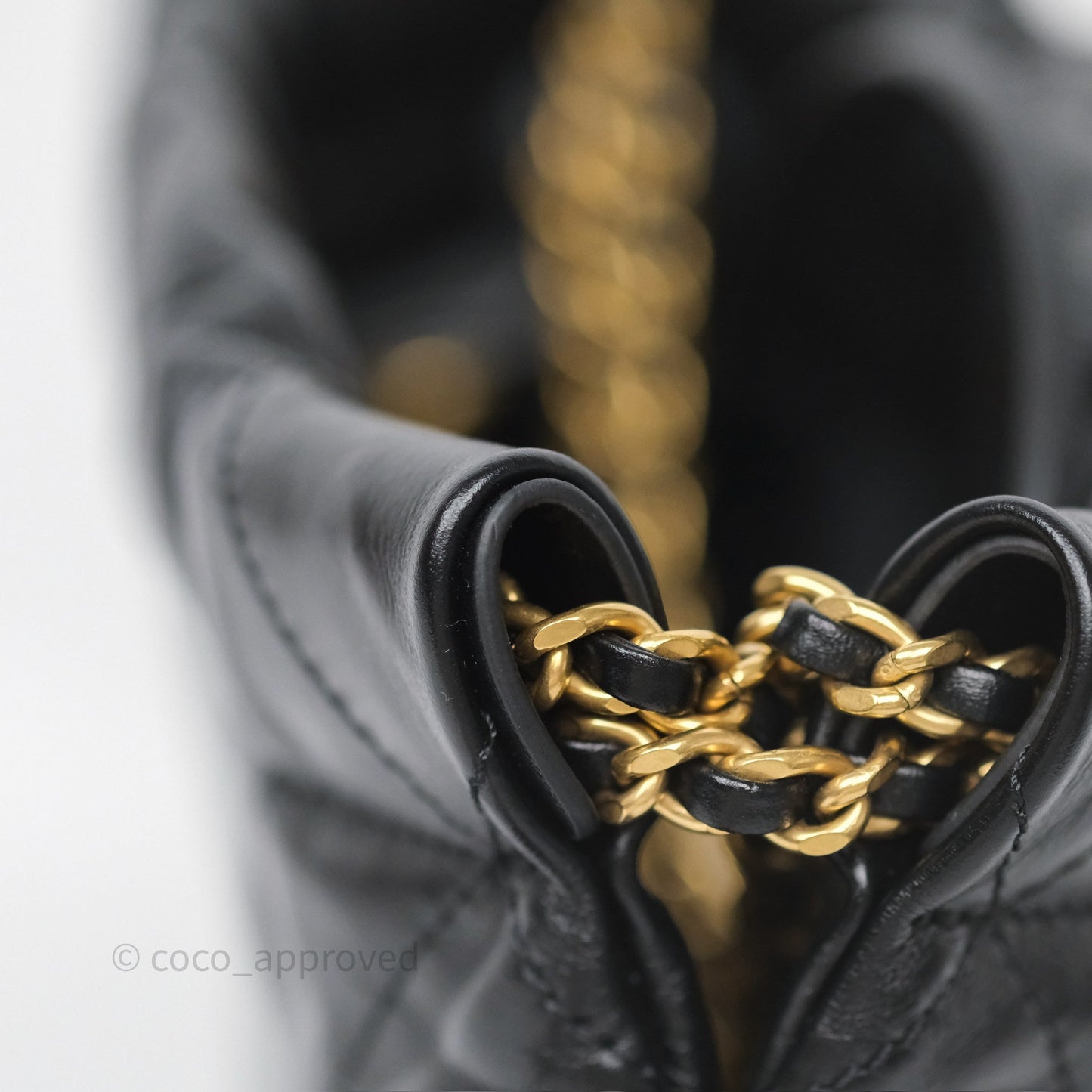 Chanel 22 Mini Bag Black Crumpled Calfskin Aged Gold Hardware