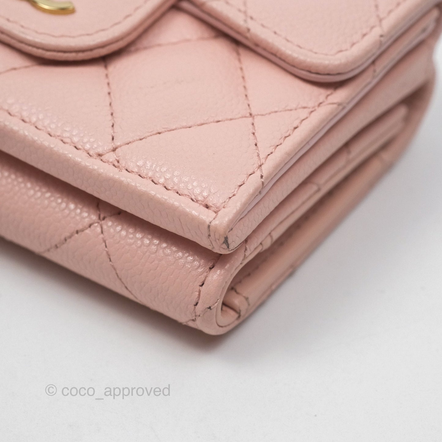 Chanel Quilted Small Classic Flap Trifold Wallet Pink Caviar Gold Hardware