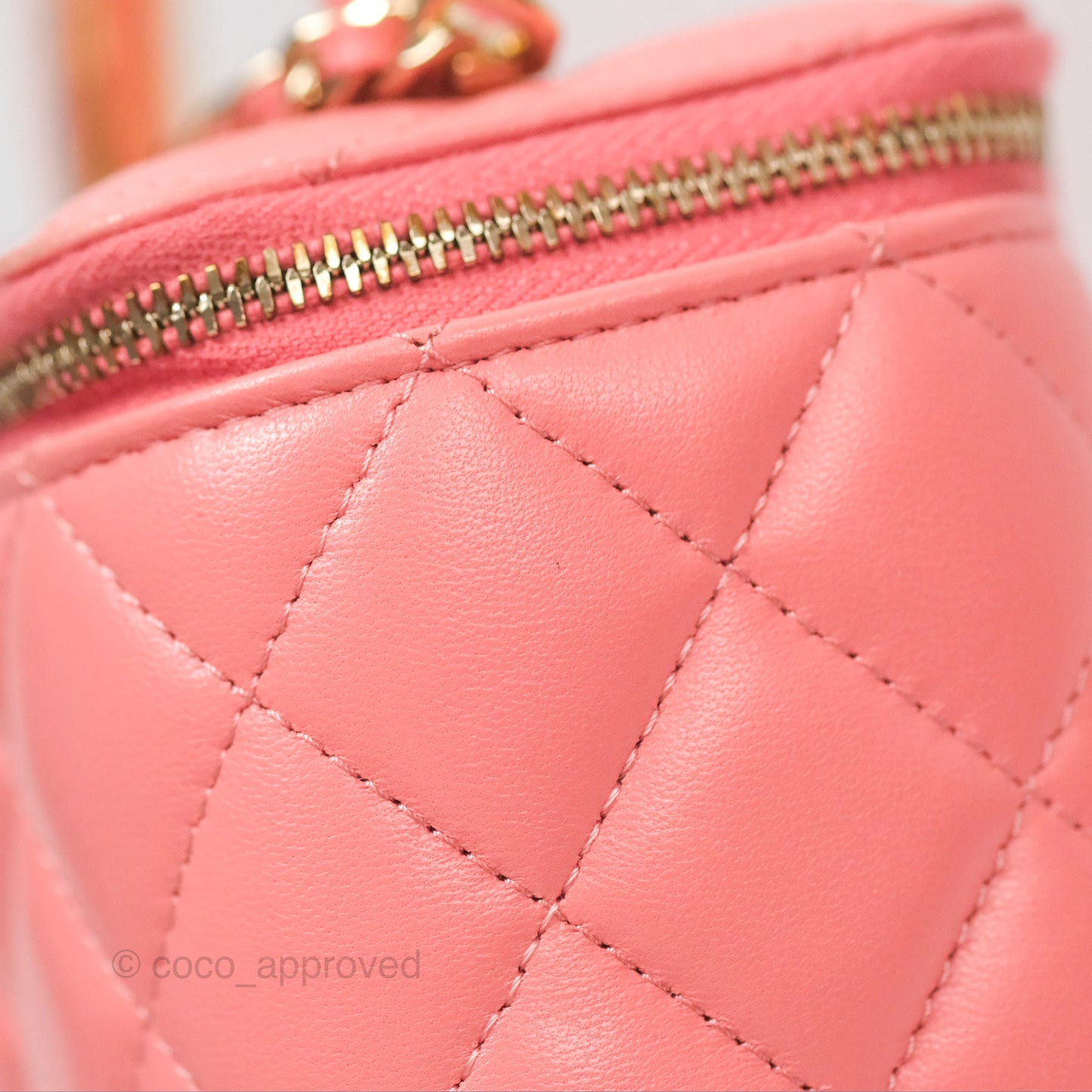 Chanel Vanity Rectangular Top Handle Pink Lambskin Gold Hardware