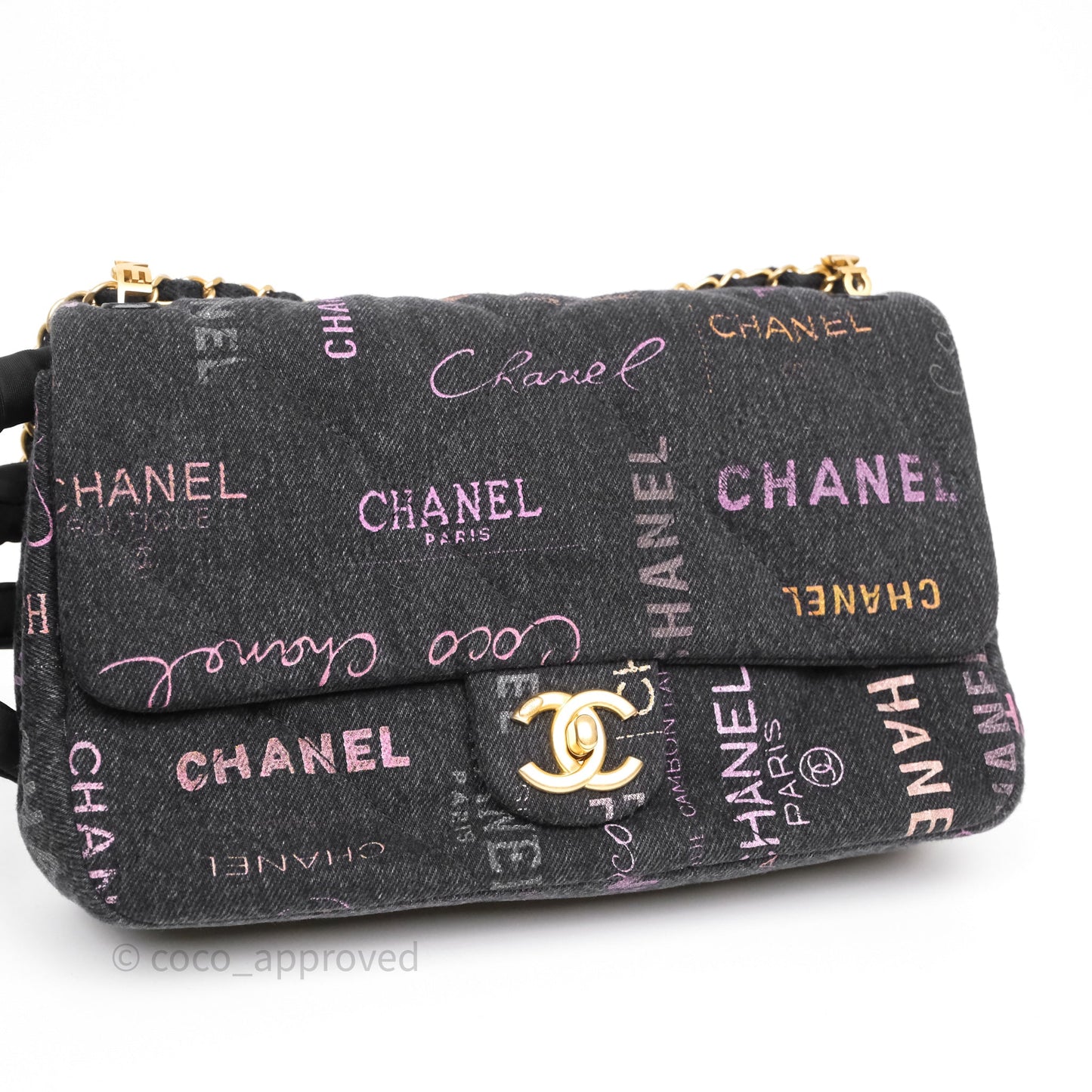 Chanel Large Denim Mood Flap Quilted Black Multicolor