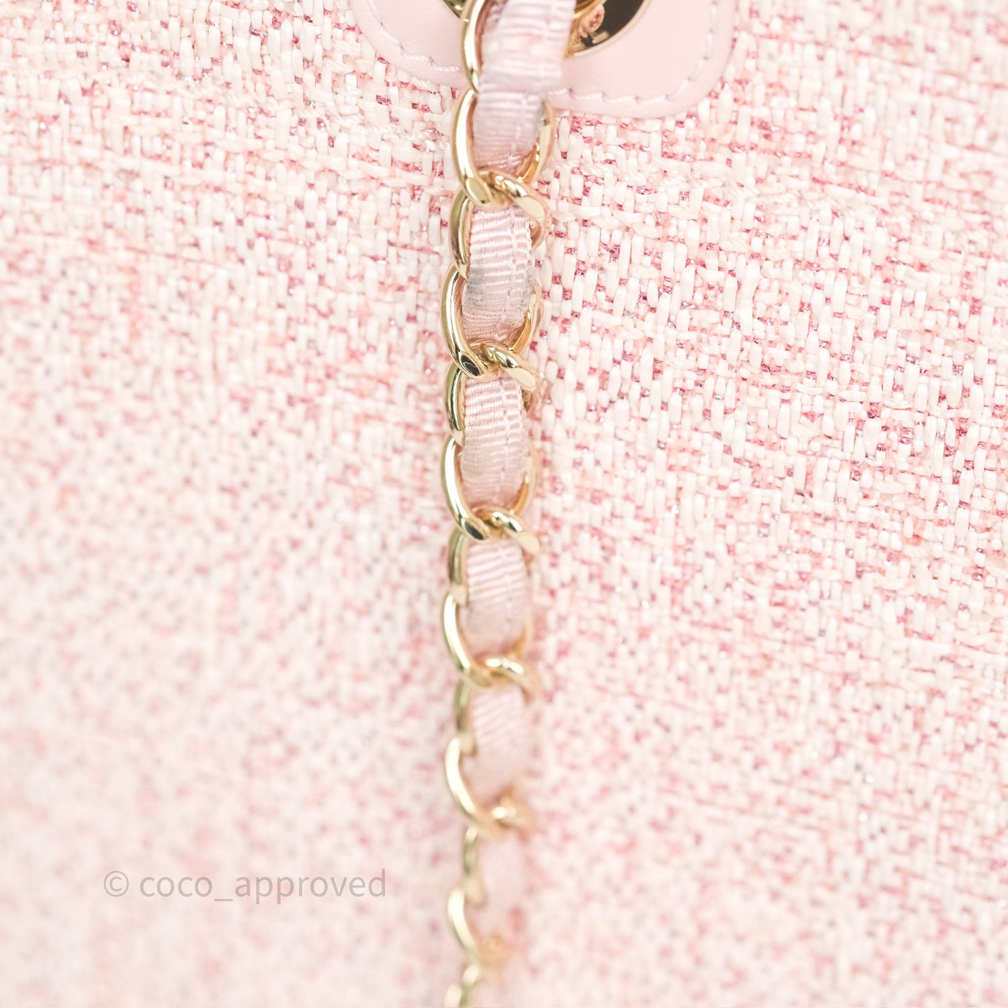 Chanel Medium Deauville Pink Glitter Raffia Gold Hardware