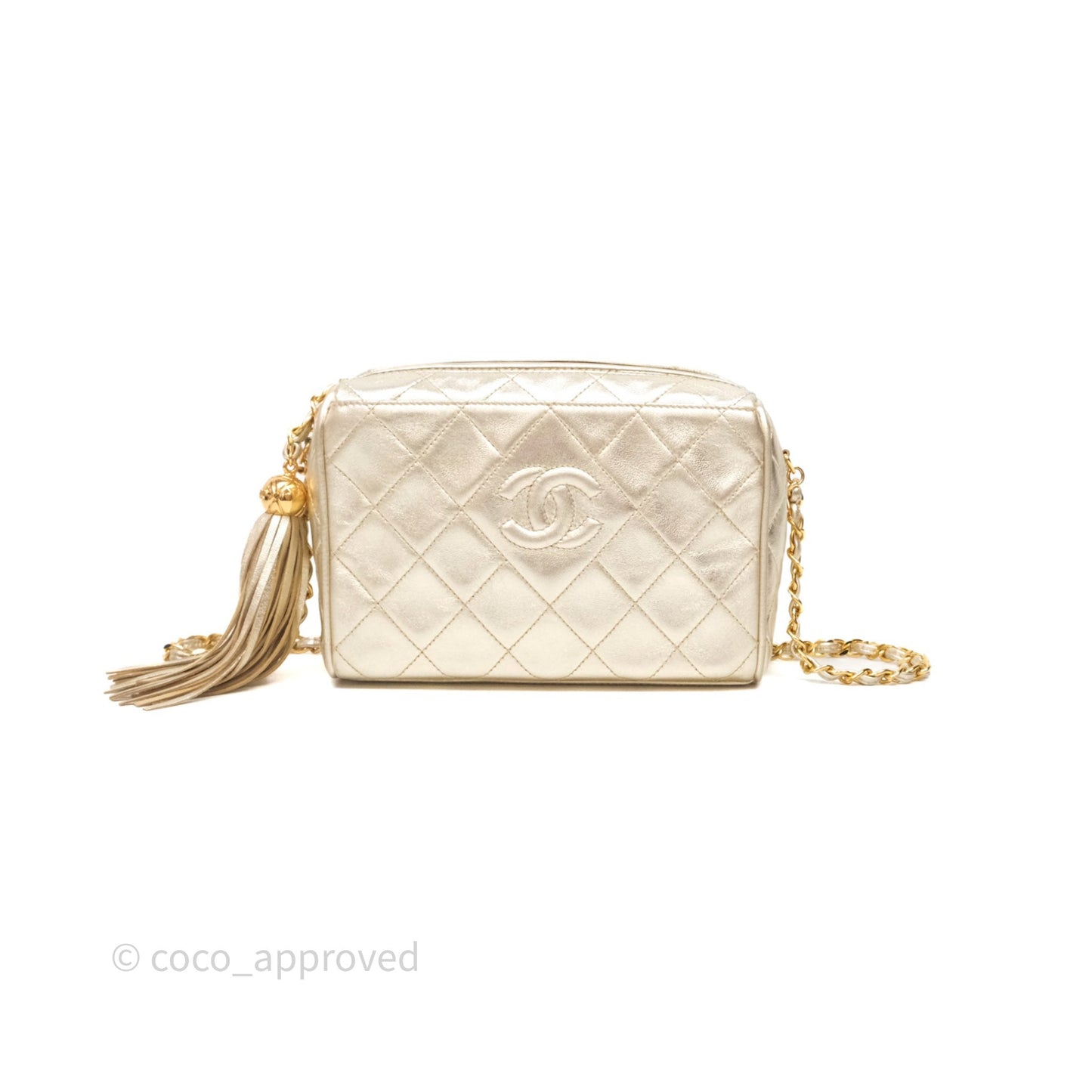 Chanel Vintage Camera Bag Gold Lambskin Gold Hardware