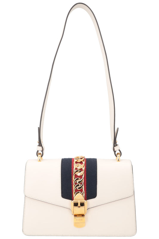Luxury Gucci Trending 2025 Sylvie Chain Crossbody Bag White