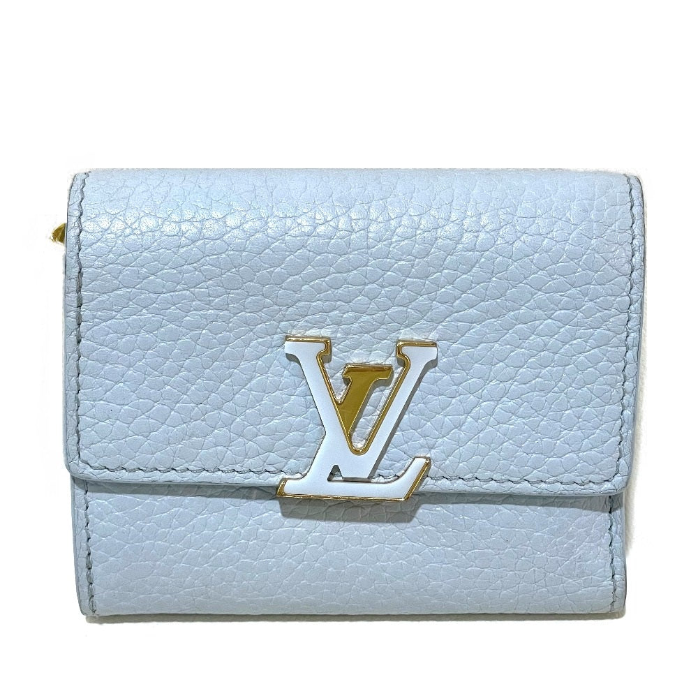 LOUIS VUITTON Trifold wallet M69061 Taurillon Clemence Leather blue Japan limited Portefeuille Capucines XS Women