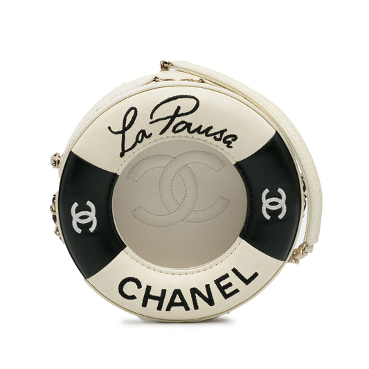 Luxury Chanel La Pausa Coco Lifesaver Round Bag Lambskin