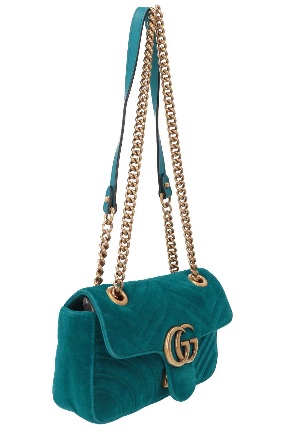 Luxury Gucci Trending 2025 GG Marmont Bag Mini Velvet Turquoise