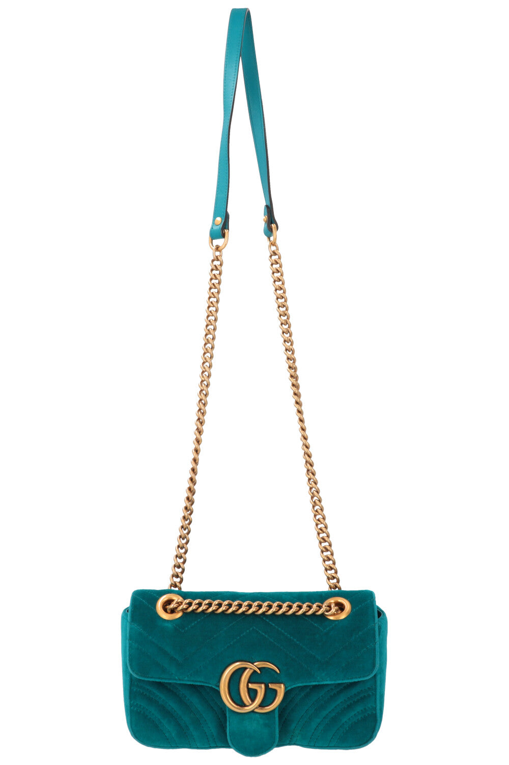 Luxury Gucci Trending 2025 GG Marmont Bag Mini Velvet Turquoise