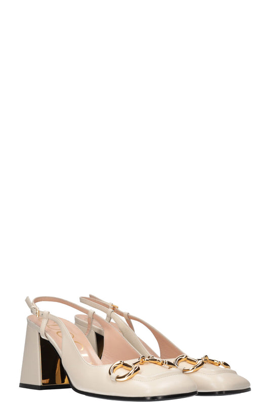 Luxury Gucci Trending 2025 Baby Horsebit Slingback Heels White