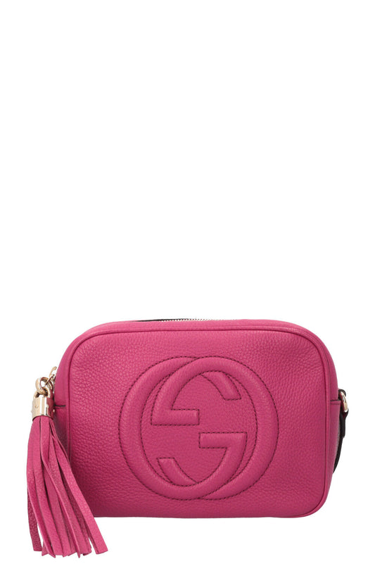 Luxury Gucci Trending 2025 Soho Disco Crossbody Bag Leather Fuchsia