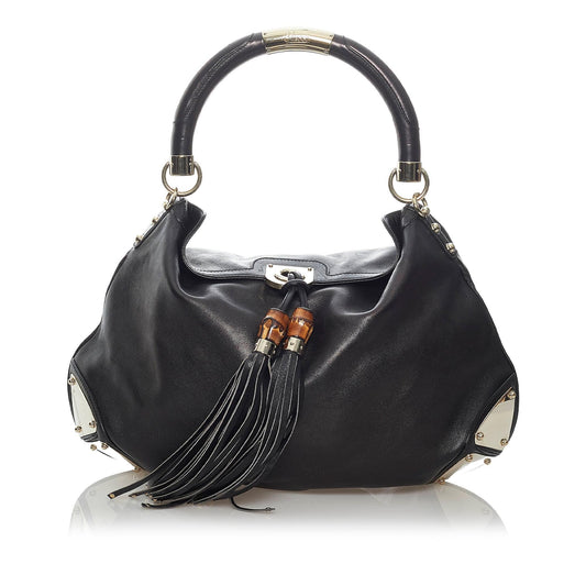 Gucci Bamboo Indy Leather Hobo Bag (SHG-29680)