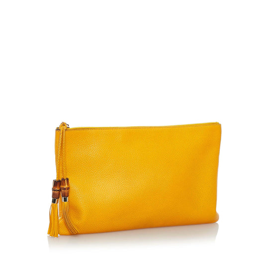 Gucci Bamboo Leather Clutch Bag (SHG-32063)