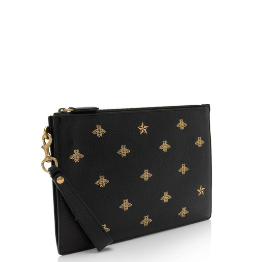 Gucci Calfskin Bee Star Wristlet (SHF-8glDSR)