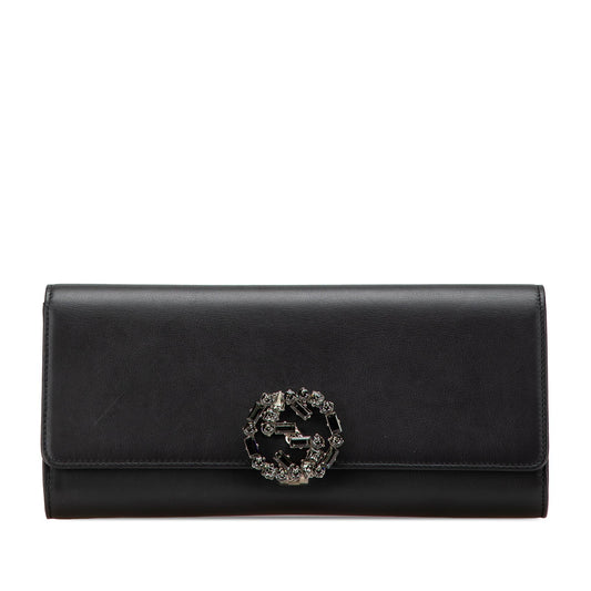Gucci Calfskin Crystals Broadway Clutch