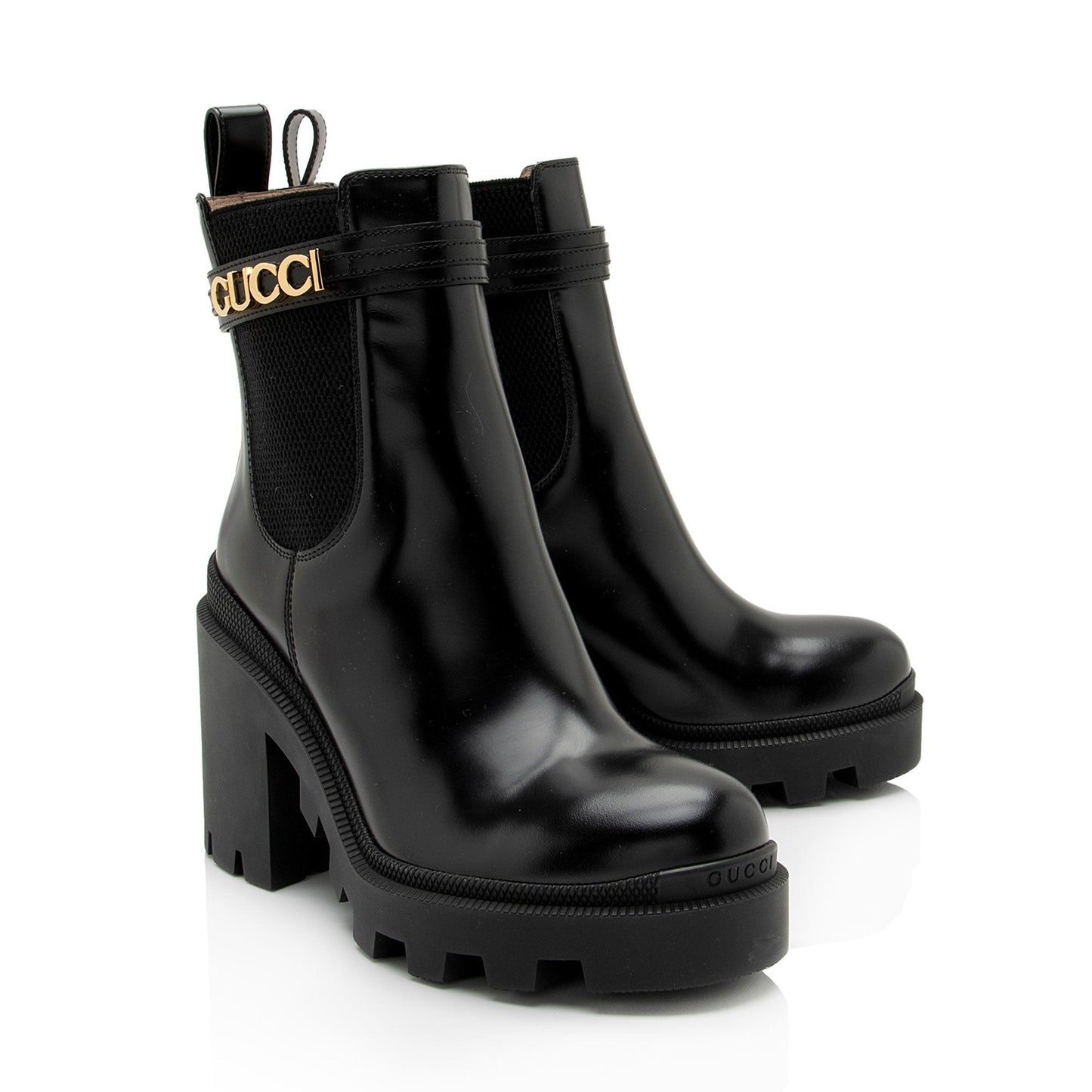 Gucci Calfskin Logo Trip Platform Boots - Size 7.5 / 37.5 (SHF-VfOKBg)