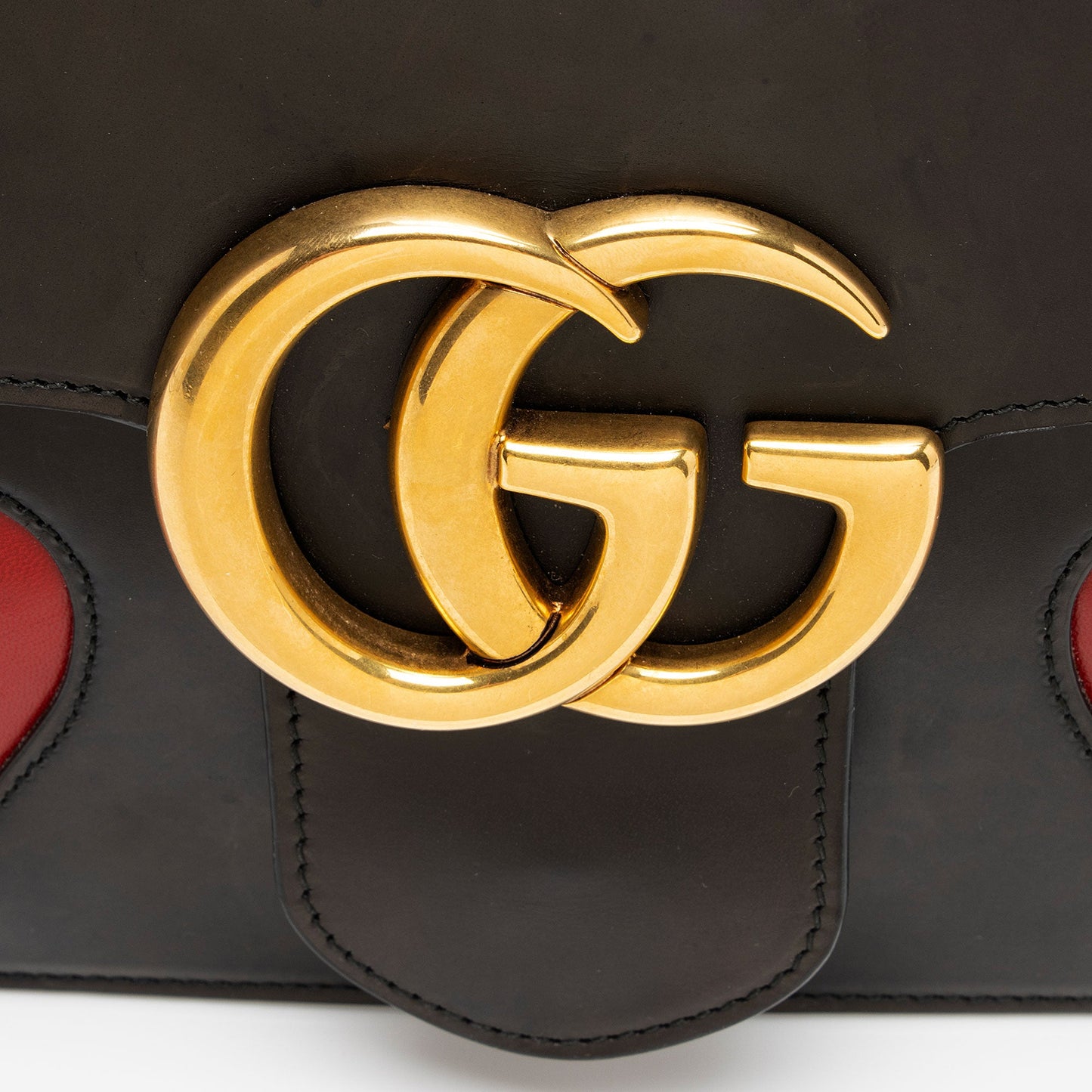 Gucci Calfskin Malaga Kid Heart GG Marmont Small Flap Bag (SHF-oXH119)