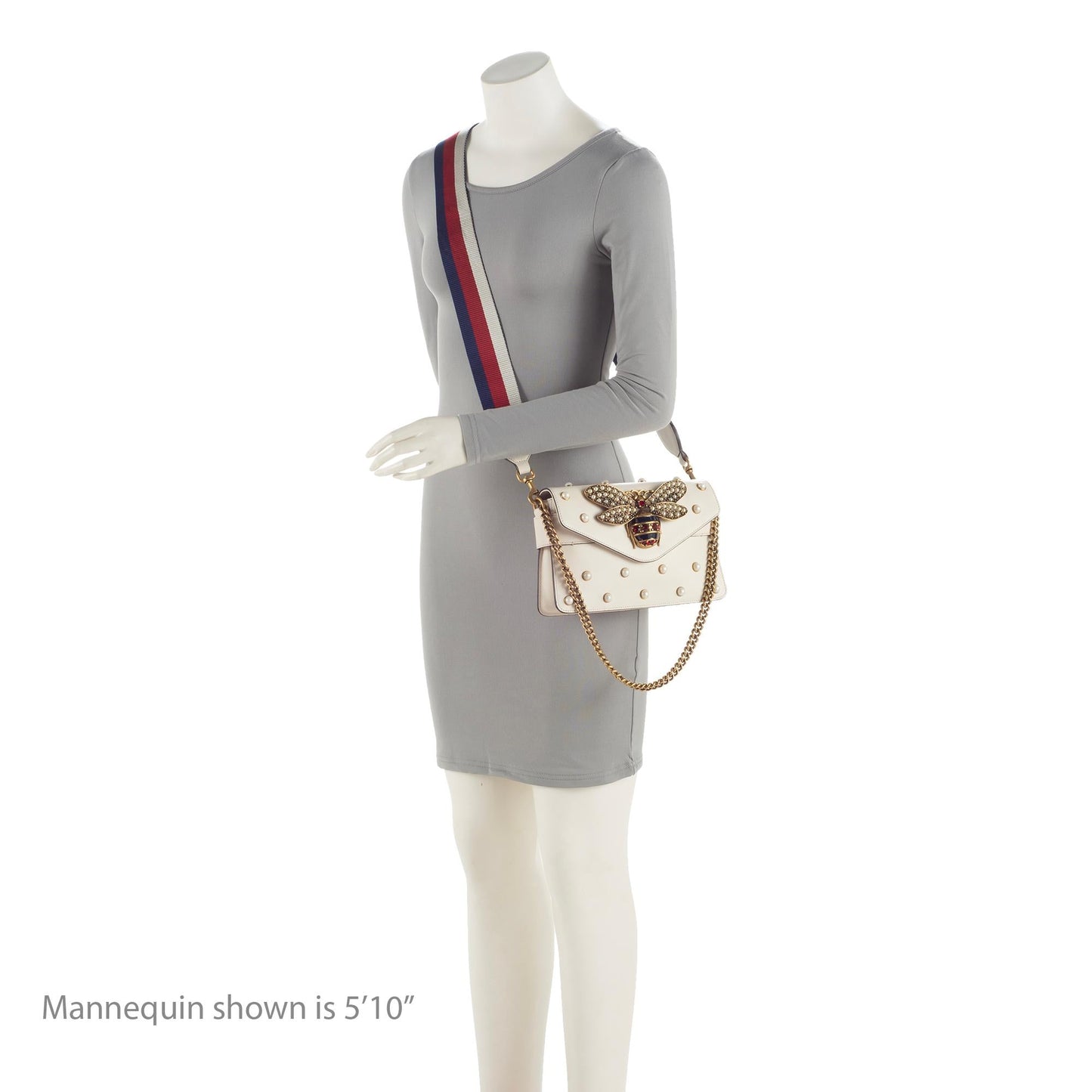 Gucci Calfskin Pearl Bee Broadway Mini Shoulder Bag