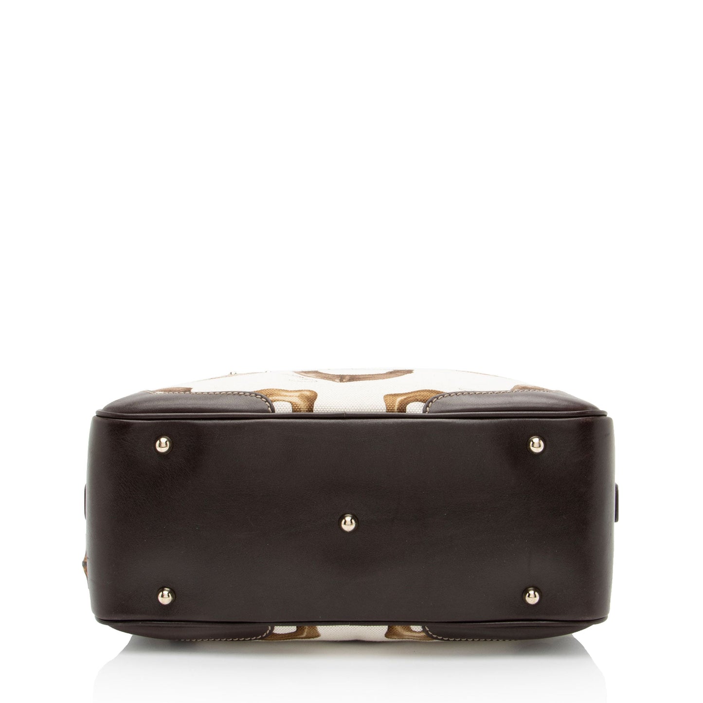 Gucci Horsebit Canvas Bamboo Satchel