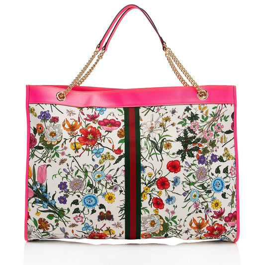 Luxury Gucci Canvas Flora Rajah Maxi Tote (SHF-3FjYSw)
