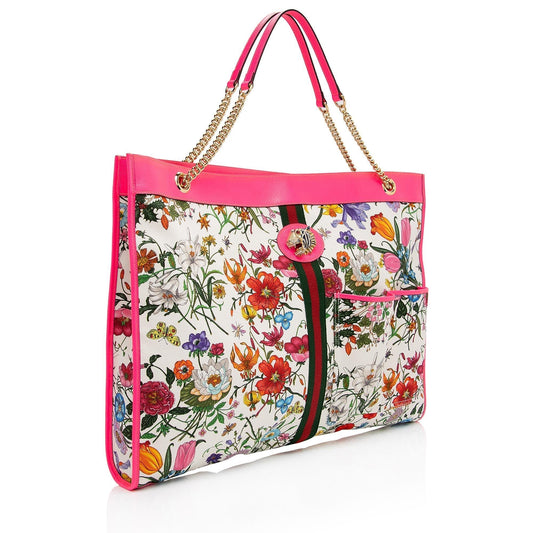 Luxury Gucci Canvas Flora Rajah Maxi Tote (SHF-3FjYSw)
