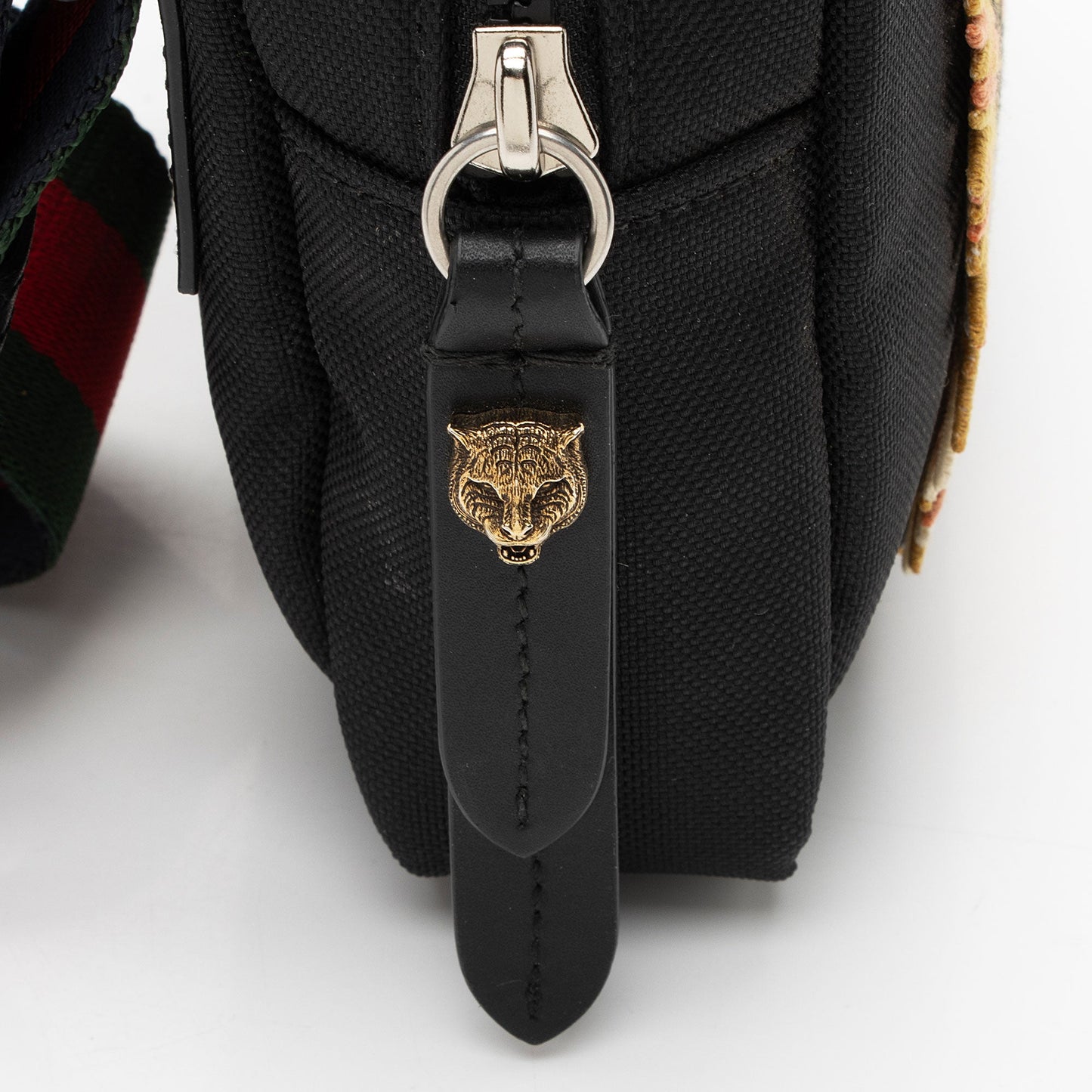 Gucci Canvas Tiger Embroidered Web Messenger
